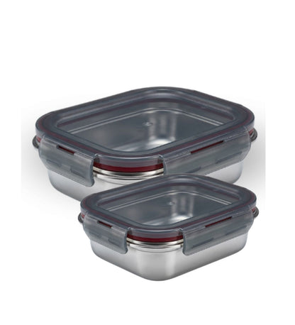 Narradora Fridge to Oven Microwave Stainless Steel Reusable Food Storage Containers 400 ML + 650 ML (Set of 2)