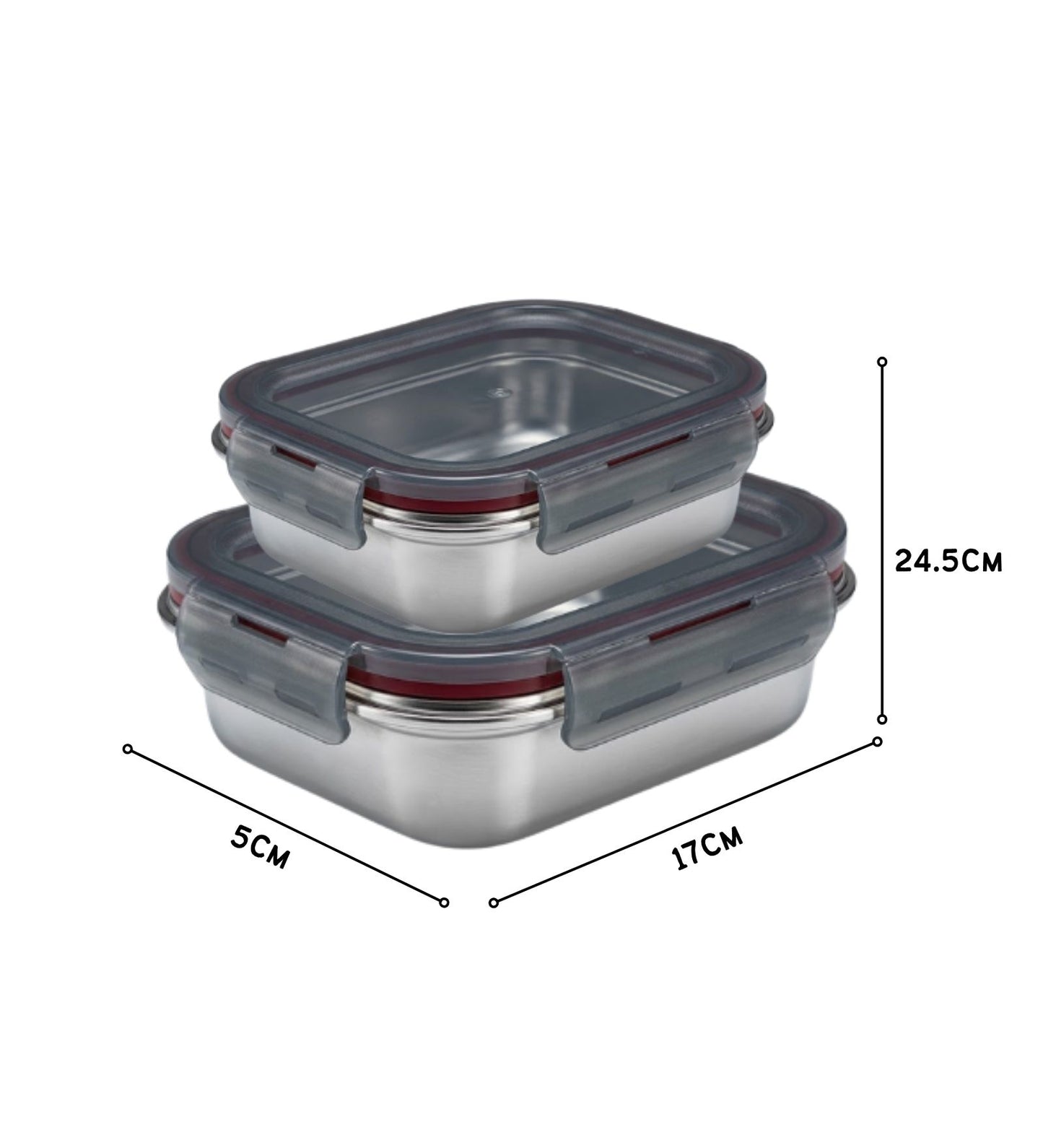 Narradora Fridge to Oven Microwave Stainless Steel Reusable Food Storage Containers 400 ML + 650 ML (Set of 2)