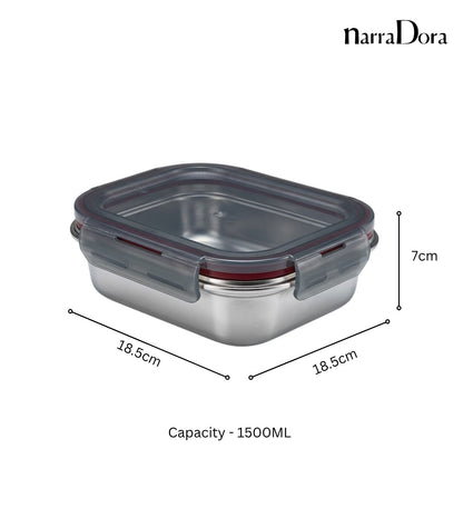 Narradora Fridge to Oven Microwave Stainless Steel Reusable Food Storage Containers 1500 ML