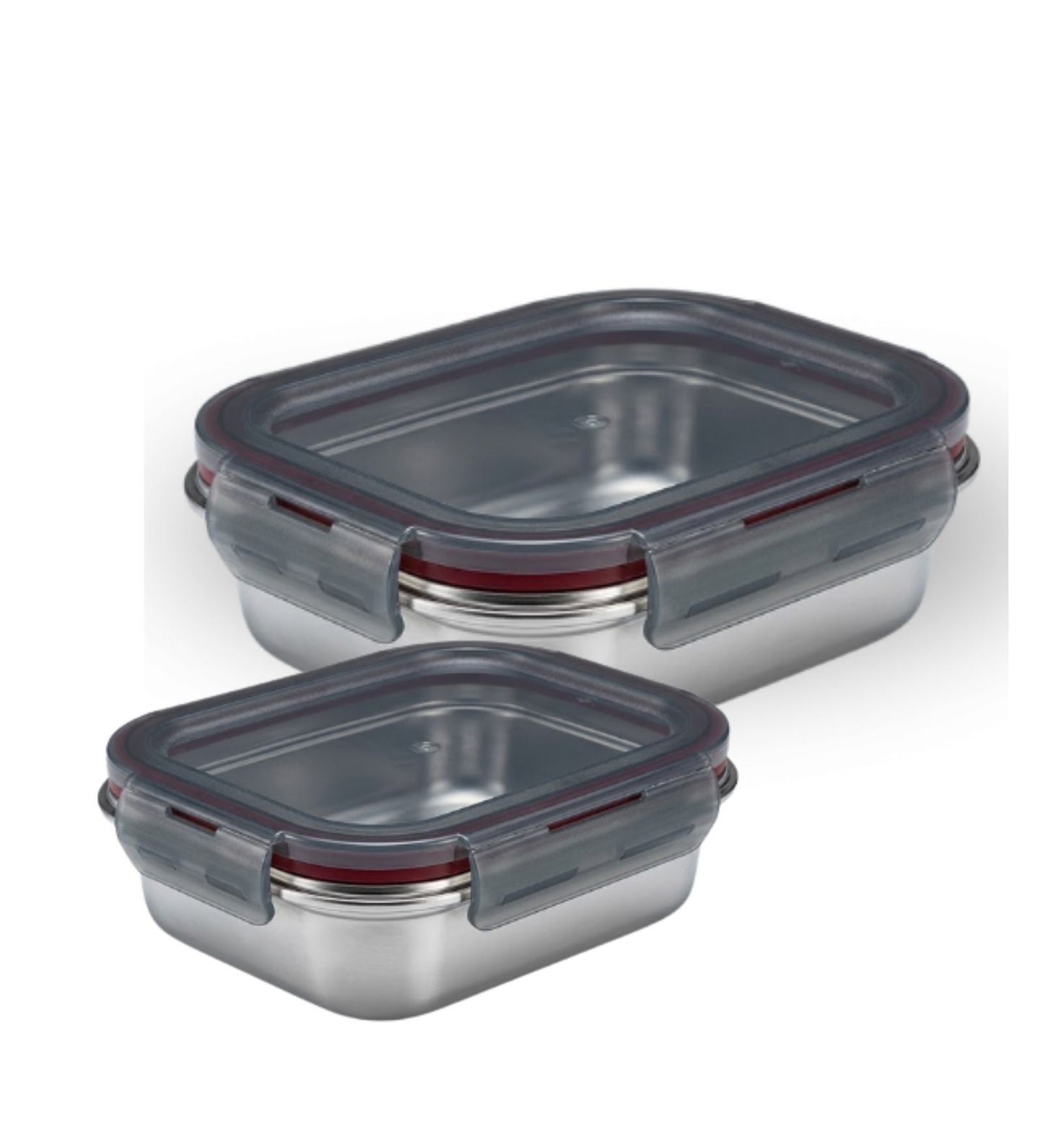 Narradora Fridge to Oven Microwave Stainless Steel Reusable Food Storage Containers 450ml + 1500 ML (Set of 2)