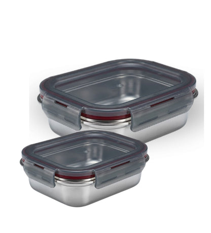 Narradora Fridge to Oven Microwave Stainless Steel Reusable Food Storage Containers 450ml + 1500 ML (Set of 2)