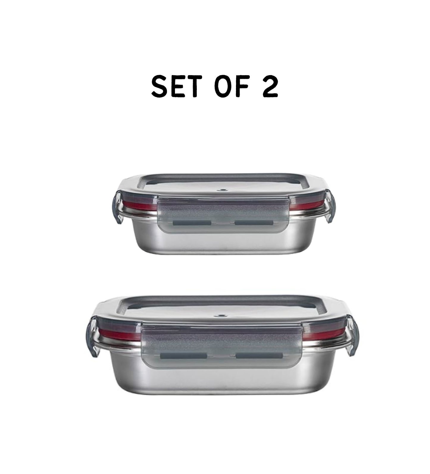 Narradora Fridge to Oven Microwave Stainless Steel Reusable Food Storage Containers 450ml + 1500 ML (Set of 2)