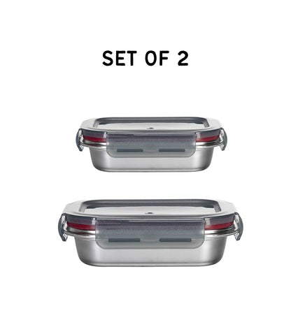 Narradora Fridge to Oven Microwave Stainless Steel Reusable Food Storage Containers 450ml + 1500 ML (Set of 2)