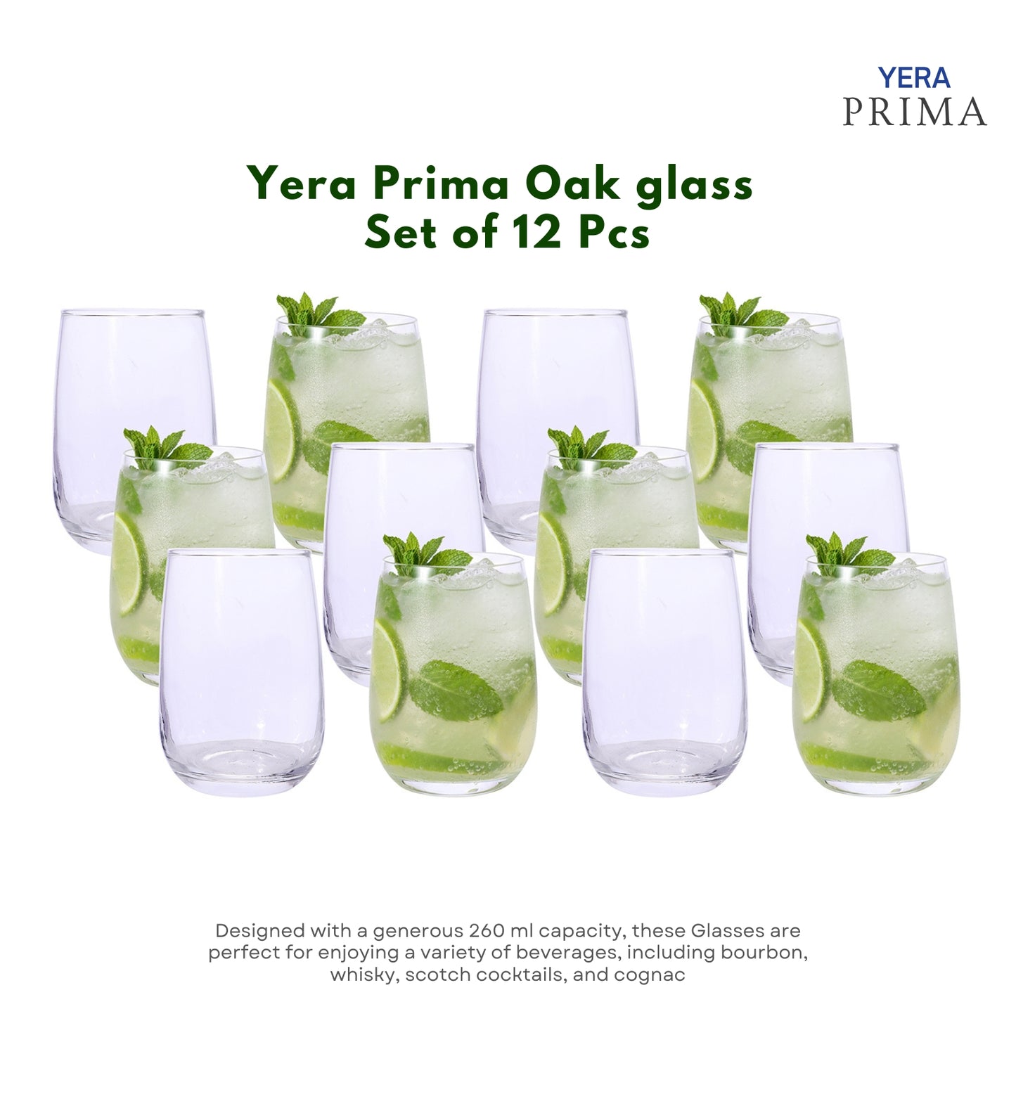 Yera Prima Aqua Water Juice Cocktail Glasses 260 Ml