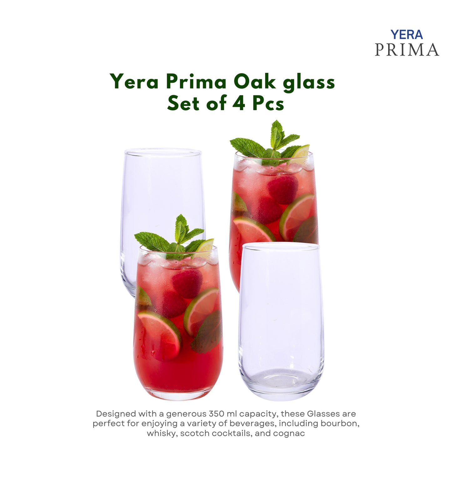 Yera Prima Aqua Water Juice Cocktail Glass 335 Ml