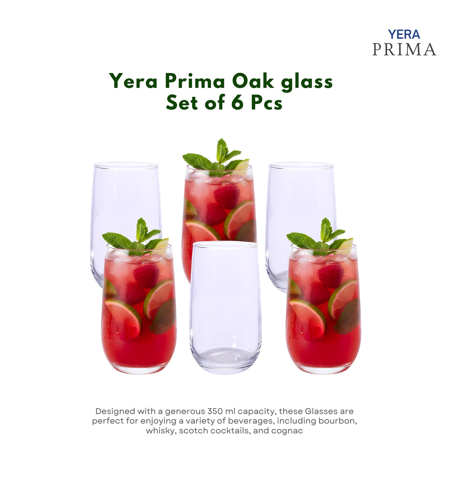 Yera Prima Aqua Water Juice Cocktail Glass 335 Ml