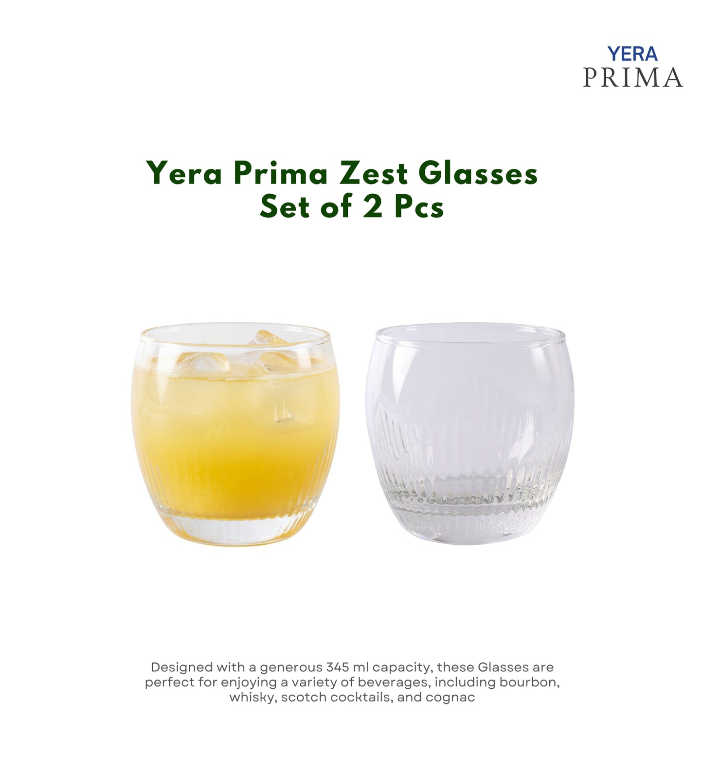 Yera Prima Zest Whisky Scotch Water Glasses 345 Ml