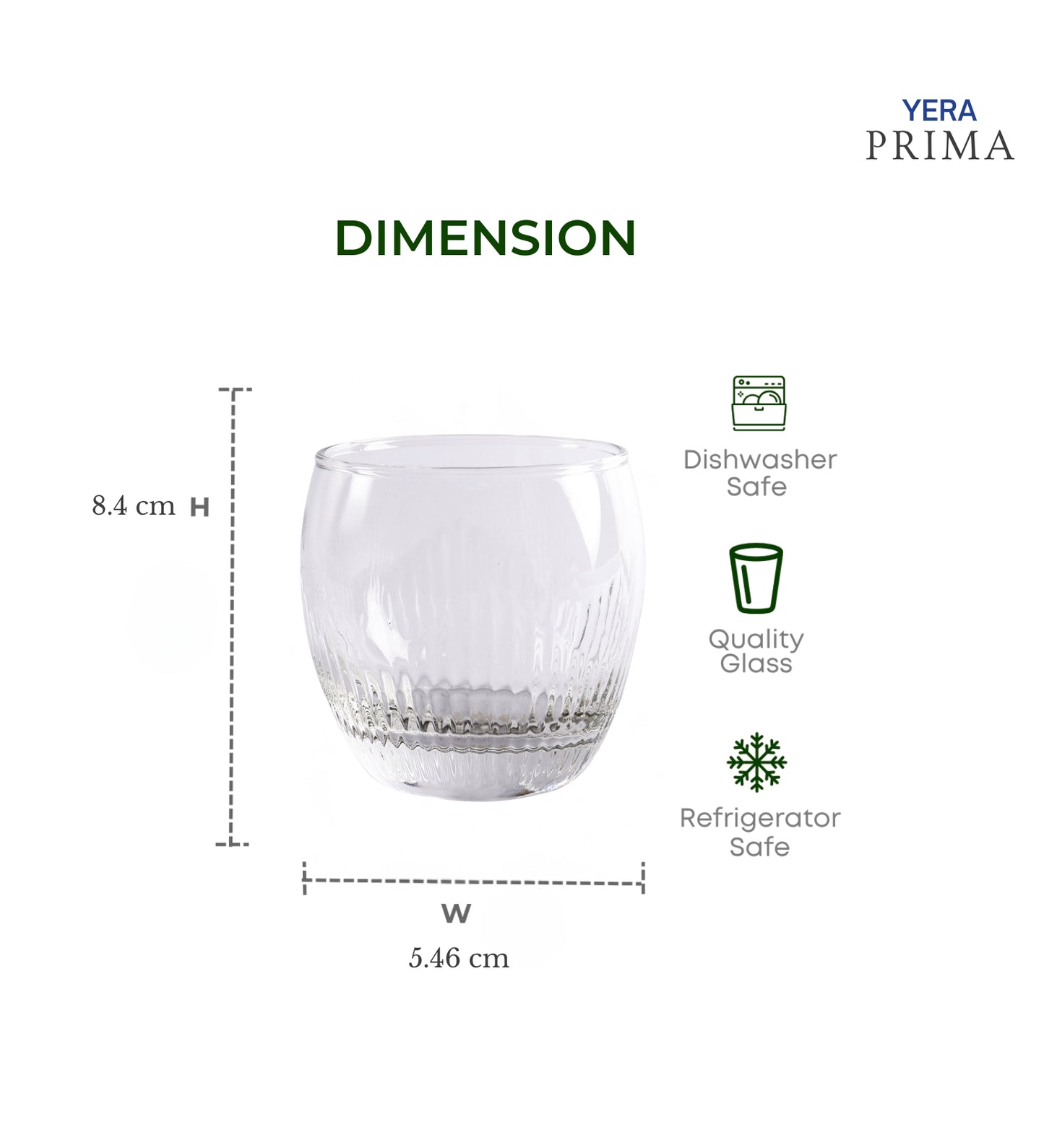 Yera Prima Zest Whisky Scotch Water Glasses 345 Ml