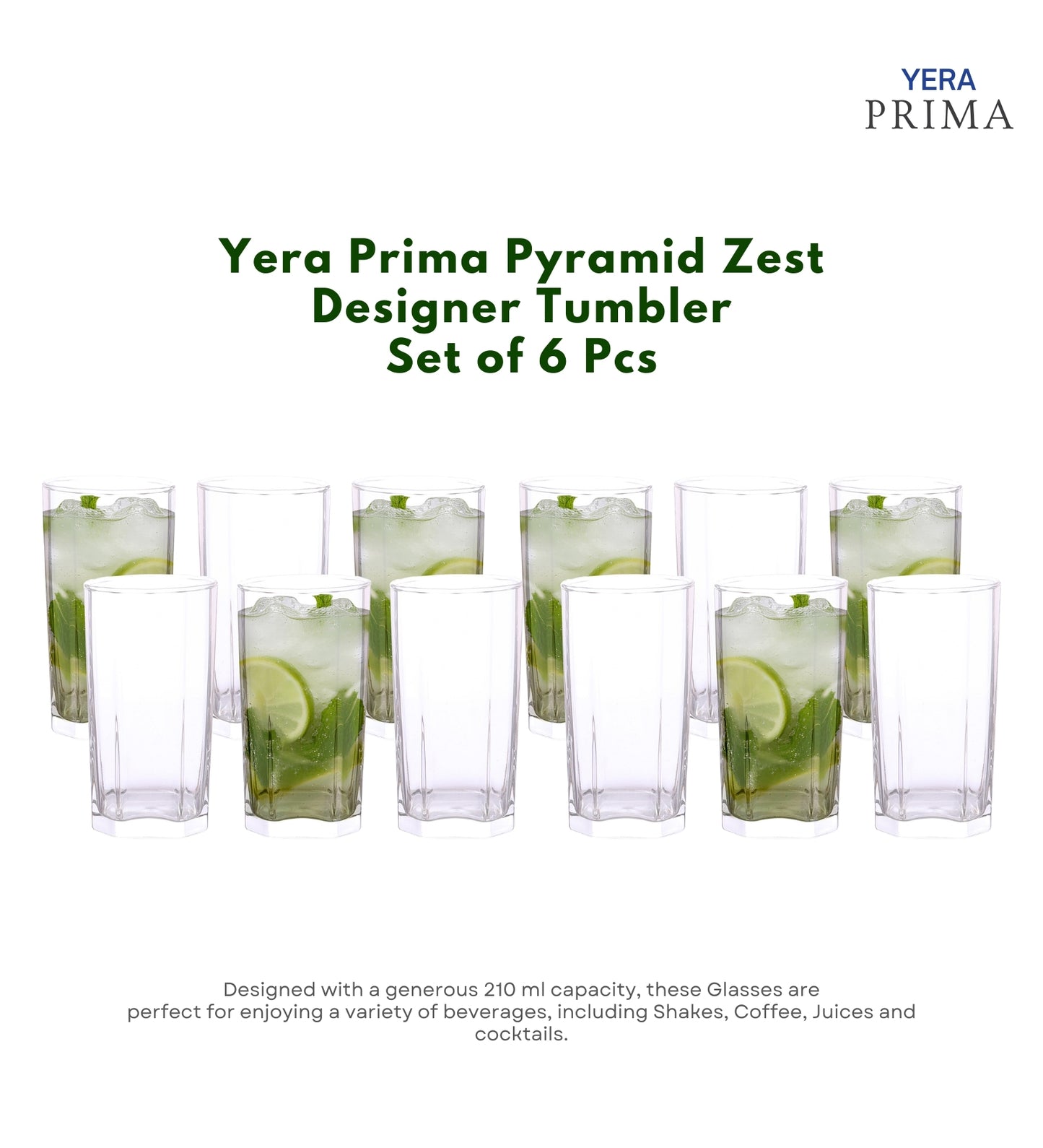 Yera Prima Pyramid Zest Designer Tumbler 210 Ml