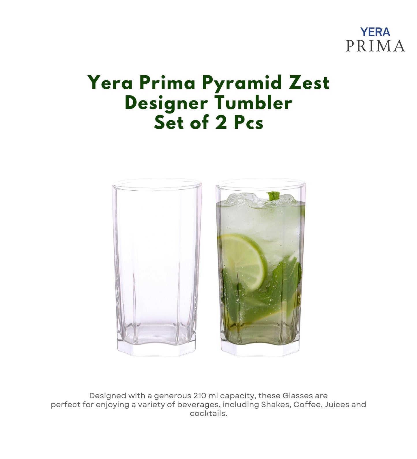 Yera Prima Pyramid Zest Designer Tumbler 210 Ml