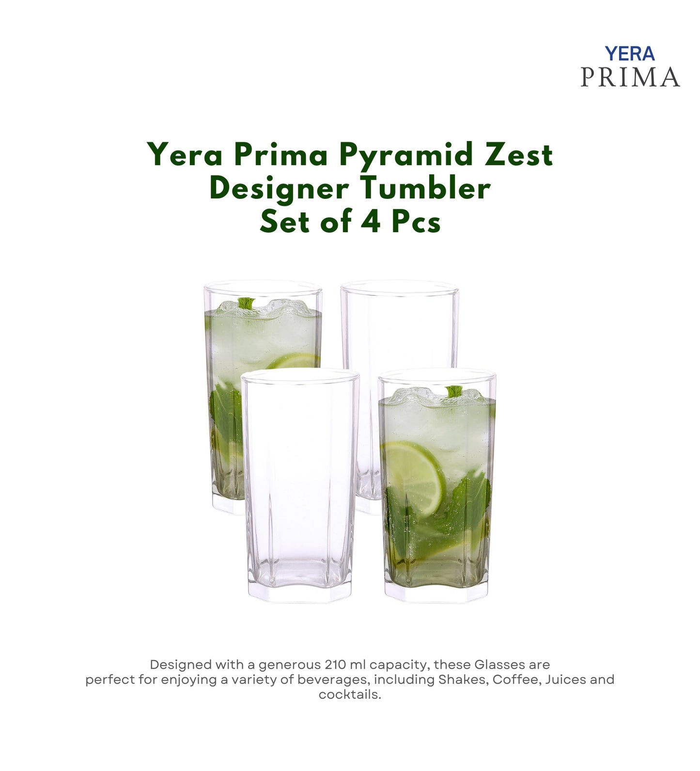 Yera Prima Pyramid Zest Designer Tumbler 210 Ml