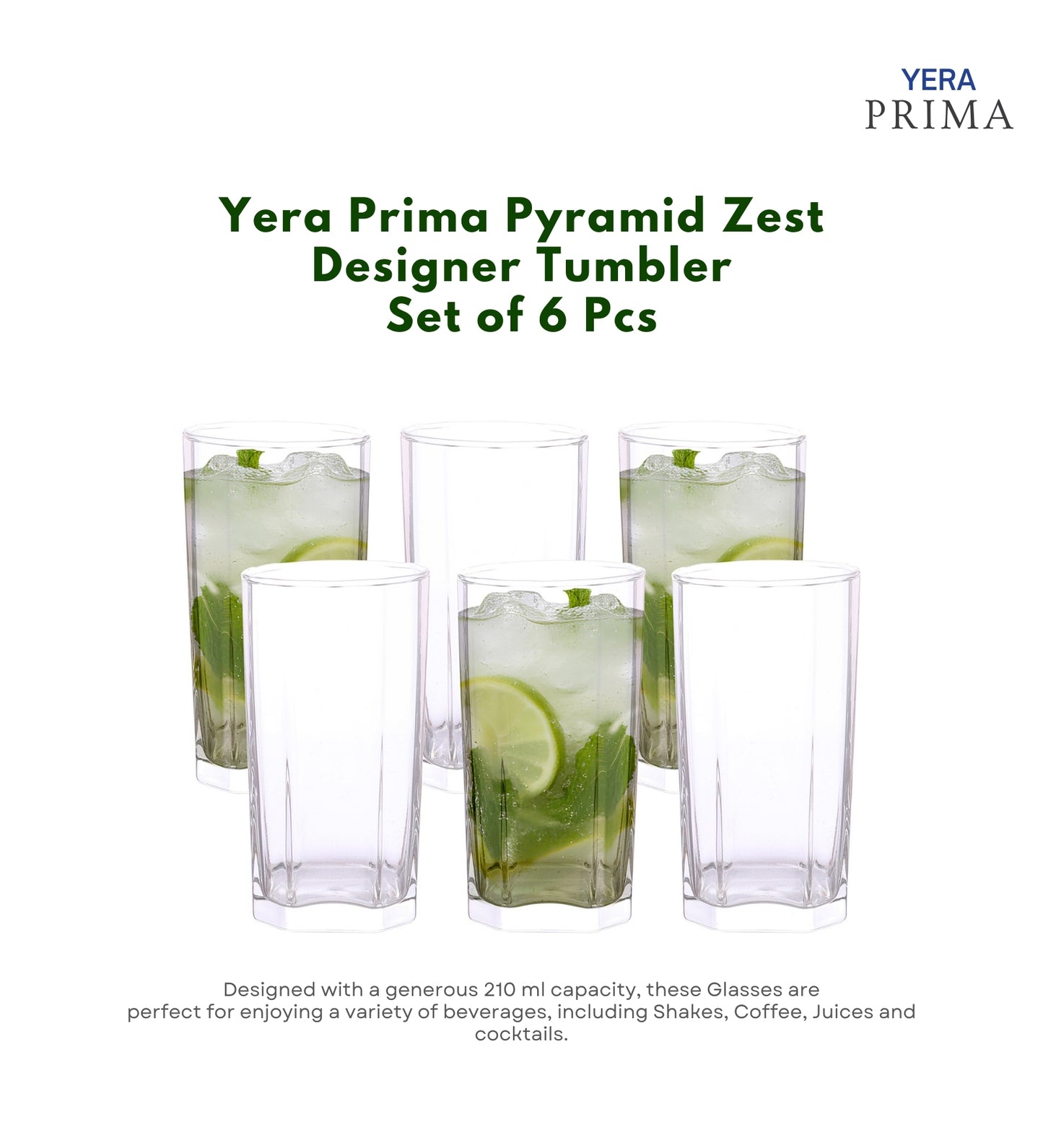 Yera Prima Pyramid Zest Designer Tumbler 210 Ml