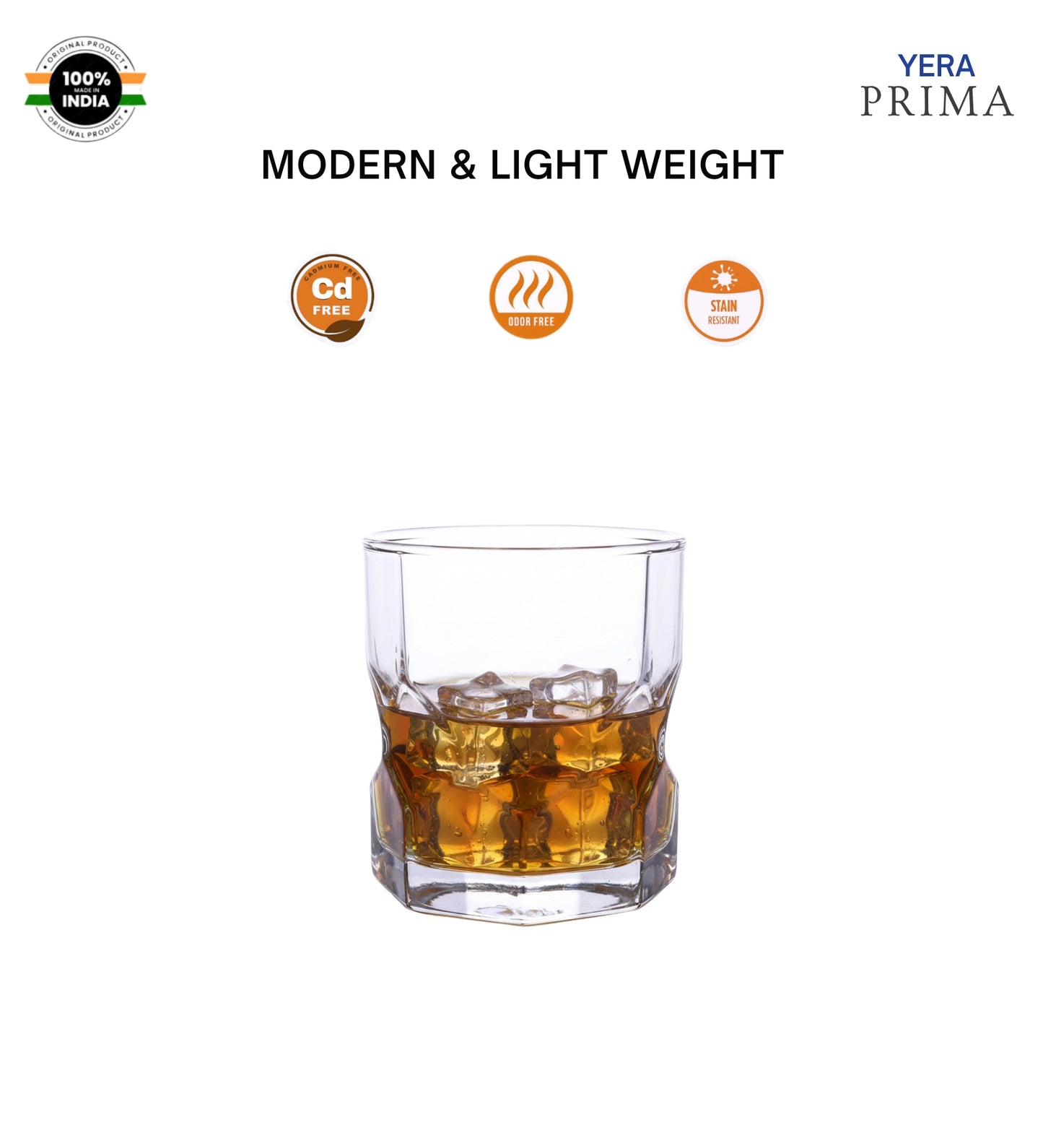 Yera Prima Oak Whisky Scotch Water Glasses 285 Ml