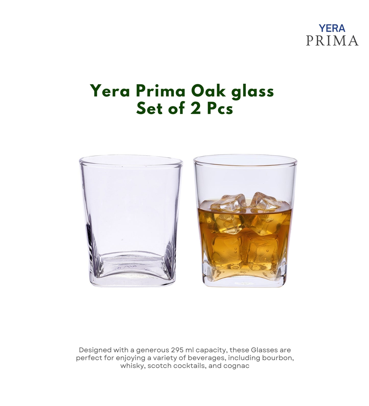 Yera Prima Oak Whisky Scotch Water Glasses 295 Ml