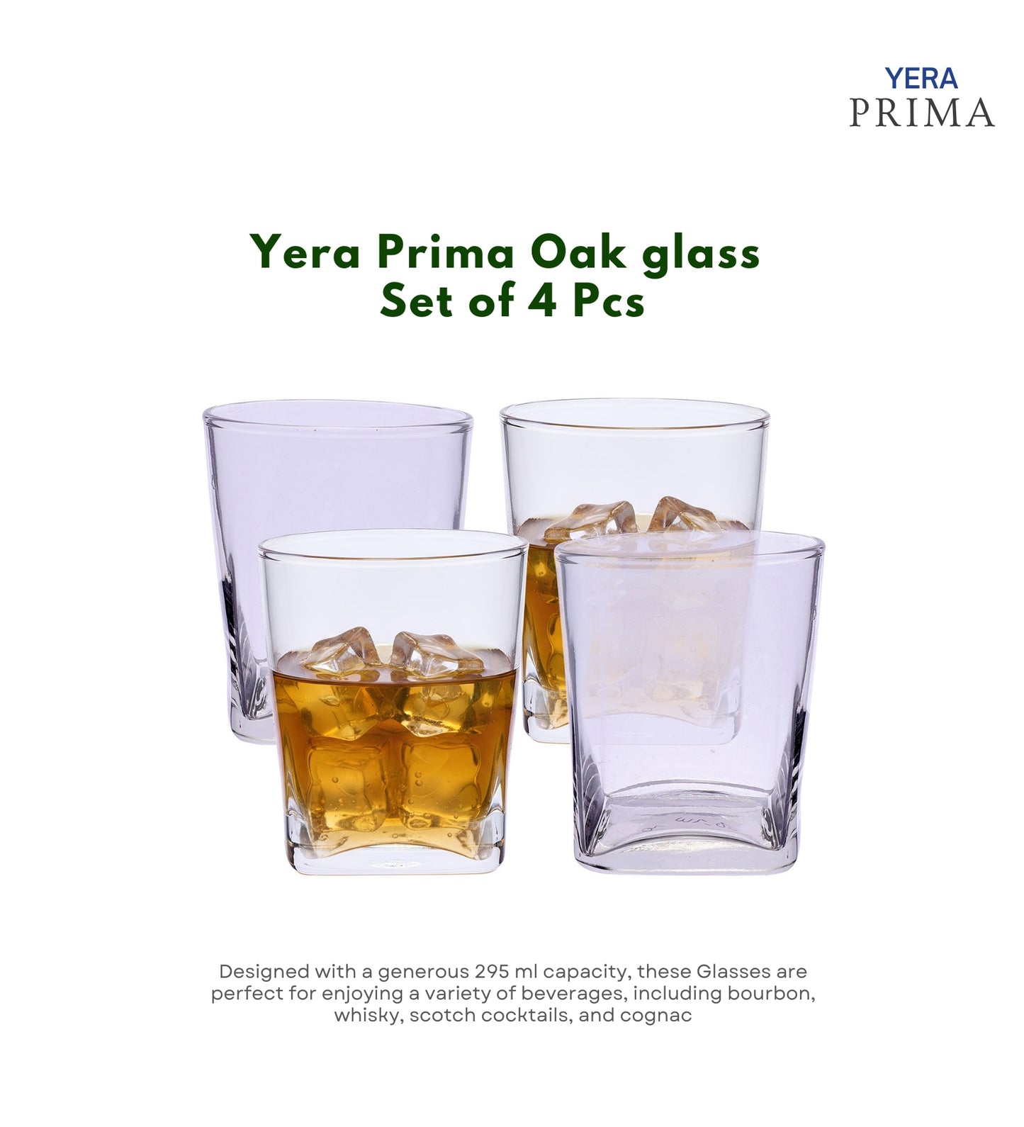 Yera Prima Oak Whisky Scotch Water Glasses 295 Ml