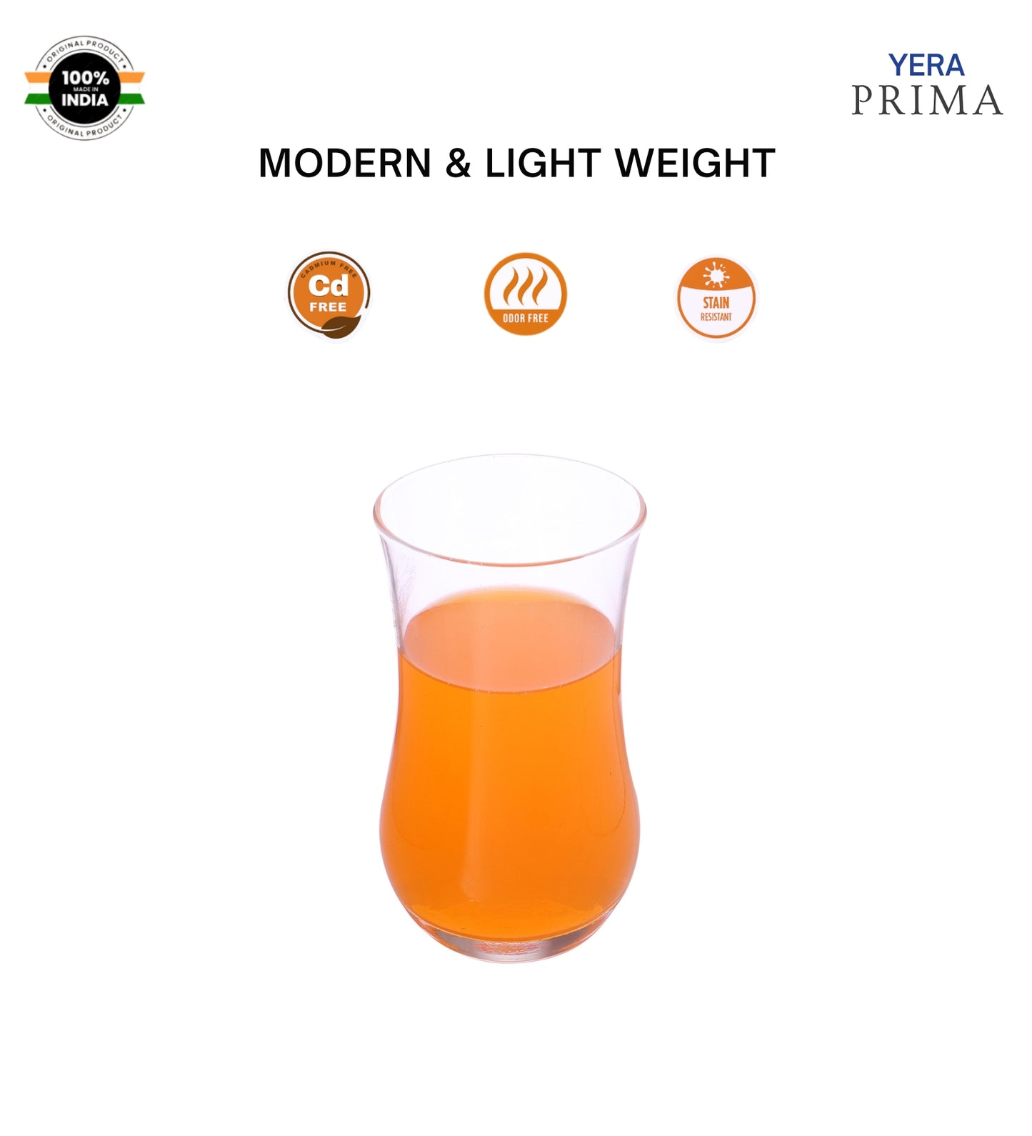 Yera Prima Zest Water Juice Cocktail Glasses 240 Ml