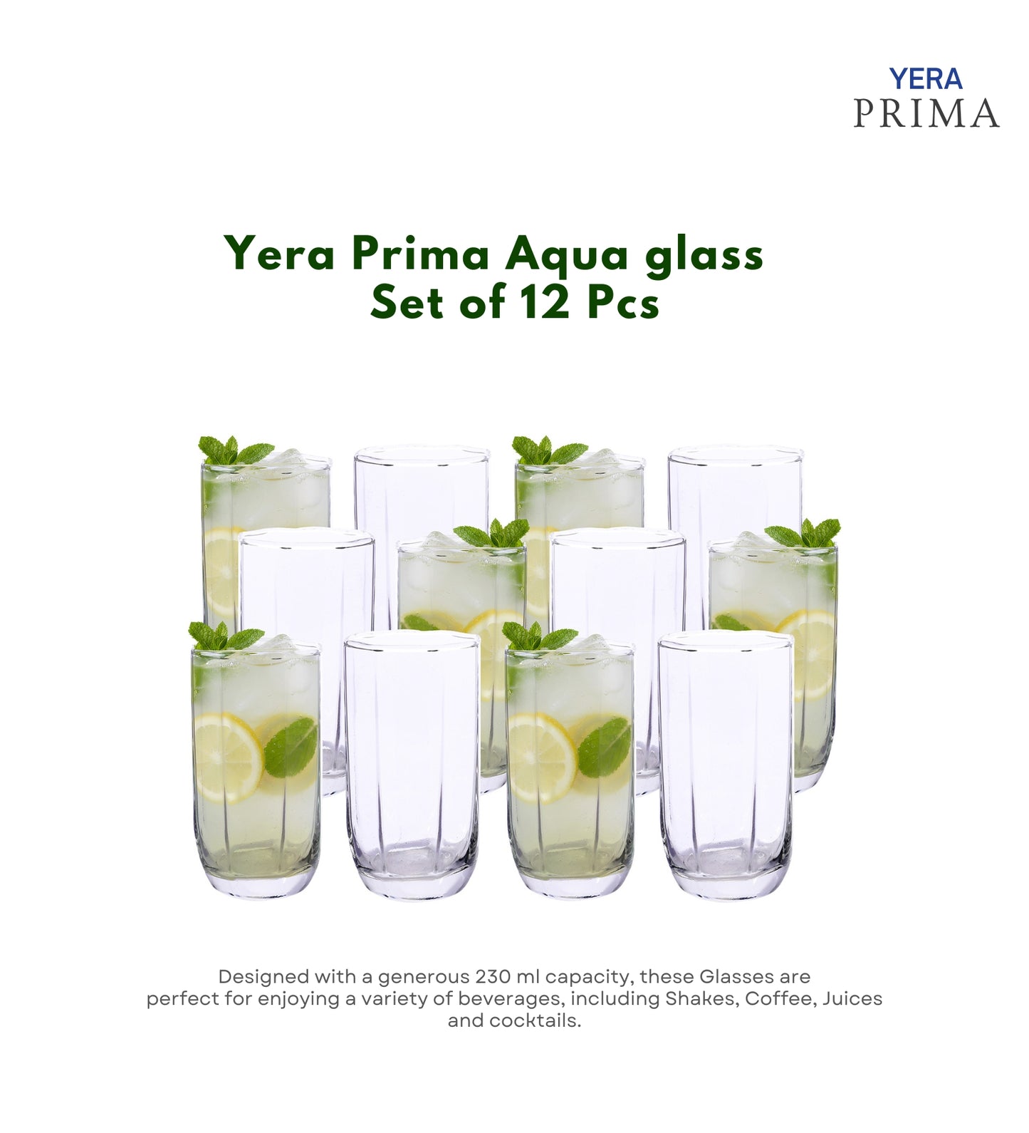 Yera Prima Aqua Water Juice Cocktail Glass 230 Ml