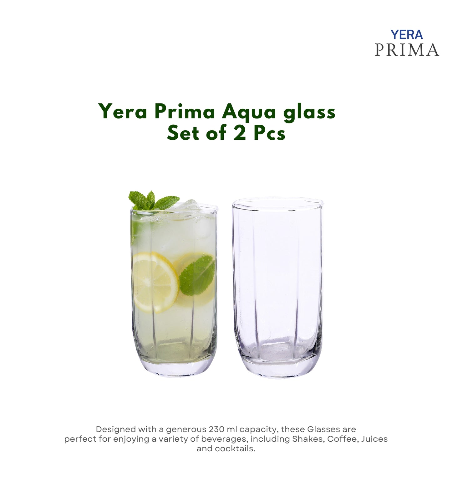 Yera Prima Aqua Water Juice Cocktail Glass 230 Ml