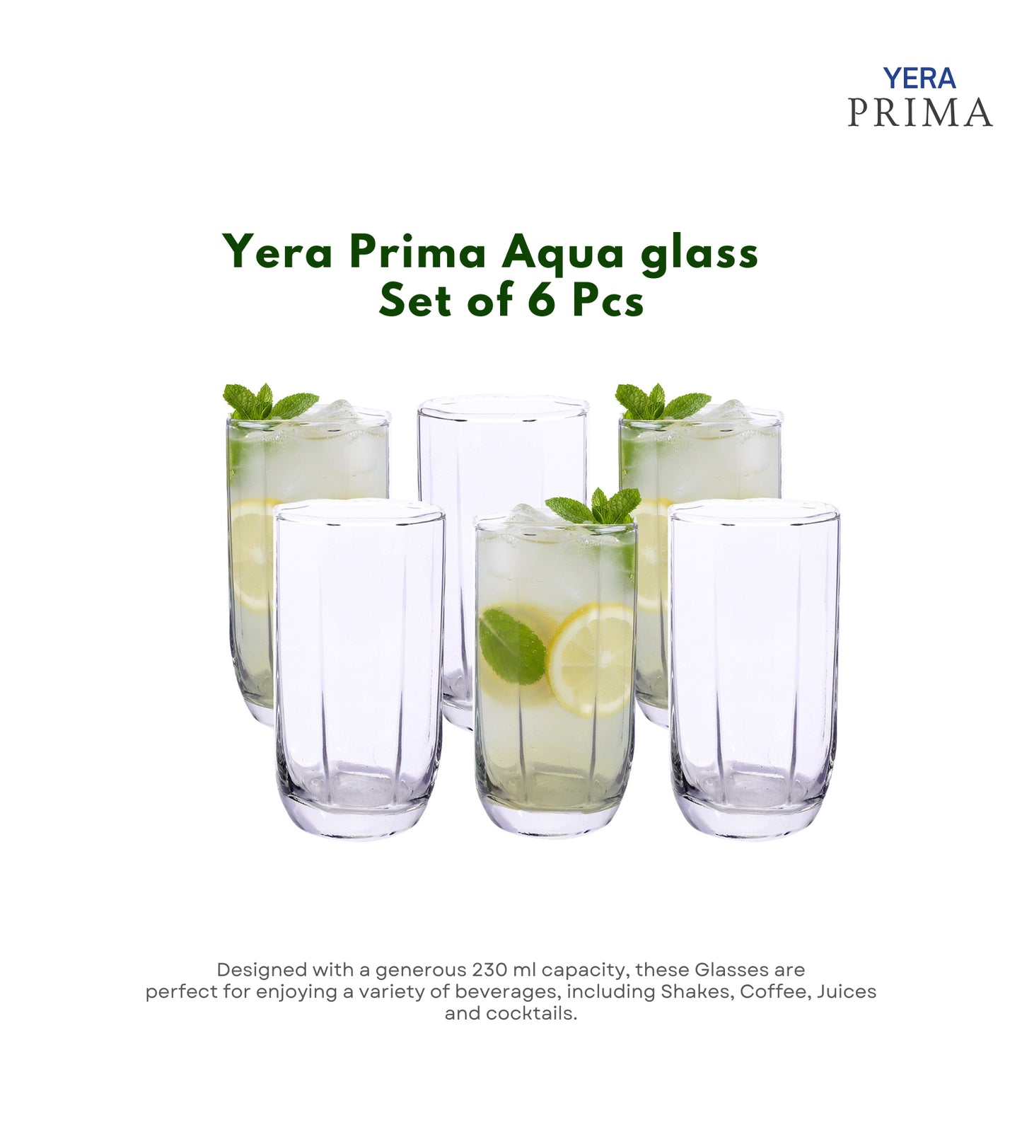 Yera Prima Aqua Water Juice Cocktail Glass 230 Ml