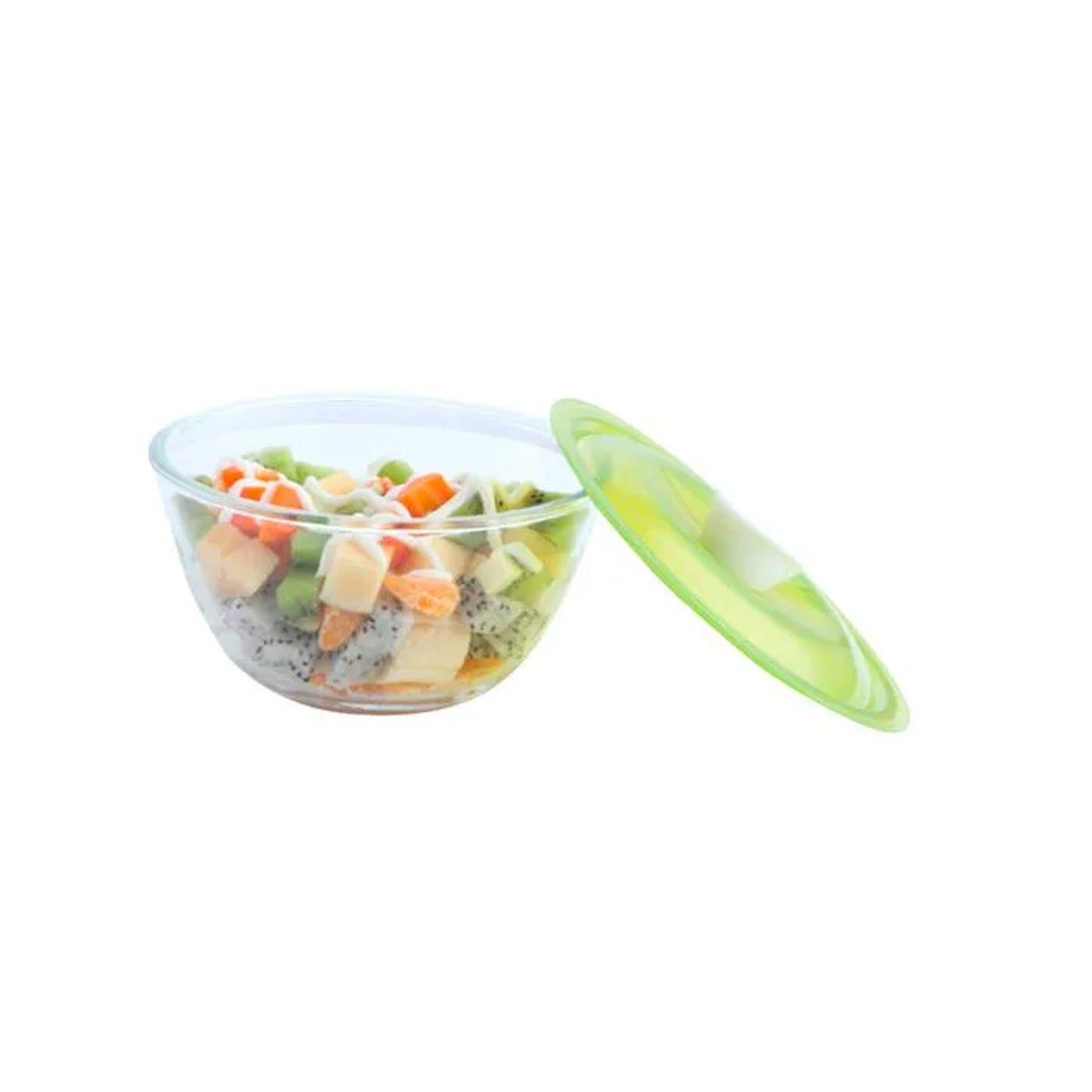 Sanjeev Kapoor Kingston High Borosilicate Mixing Bowl Set of 3 PC 500 ML + 1000 ML + 1500 ML - Green Lid- with Gift Box