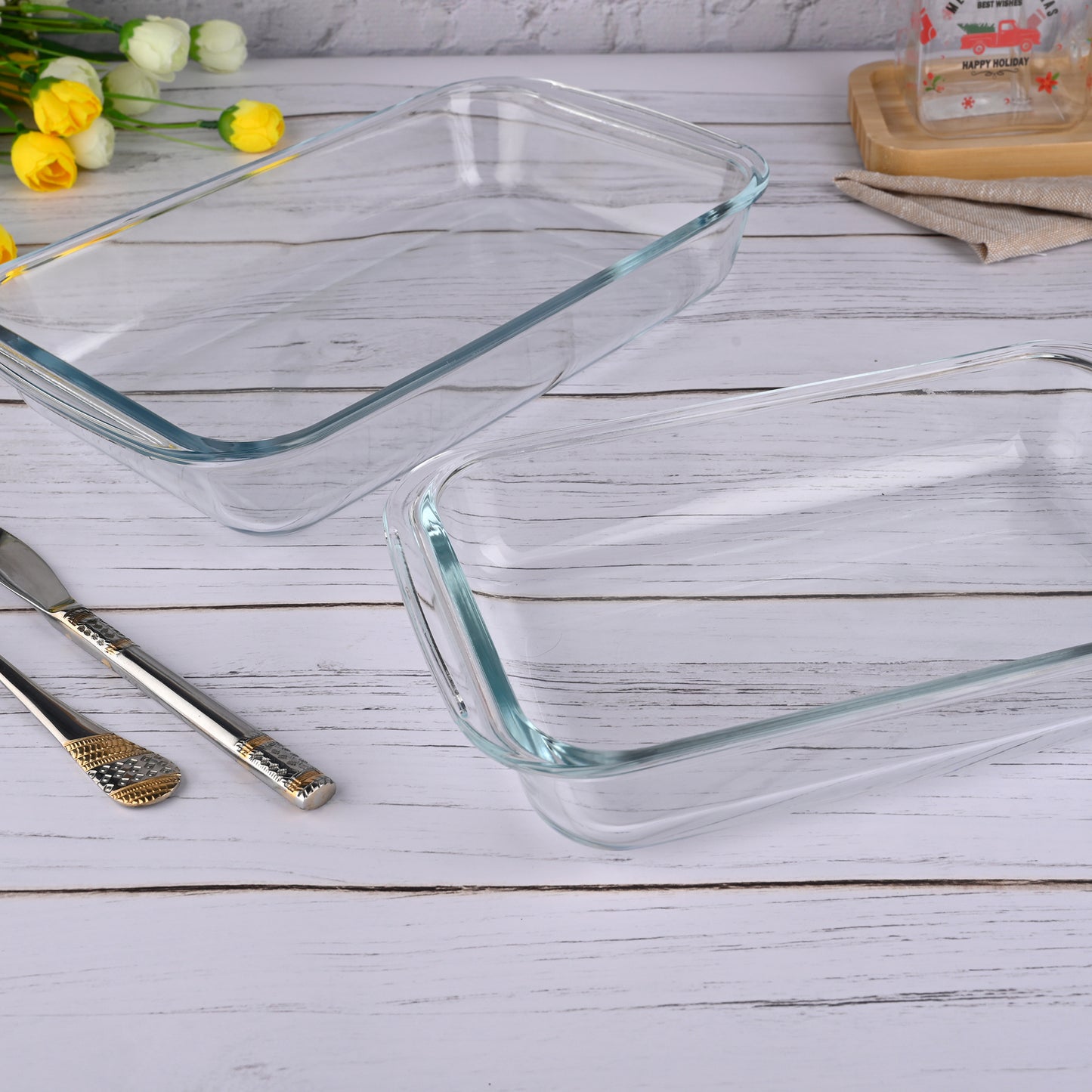 Sanjeev Kapoor Sassy Borosilicate Glass Baking,Serving LOAF Dish Microwave Proof 1800ML