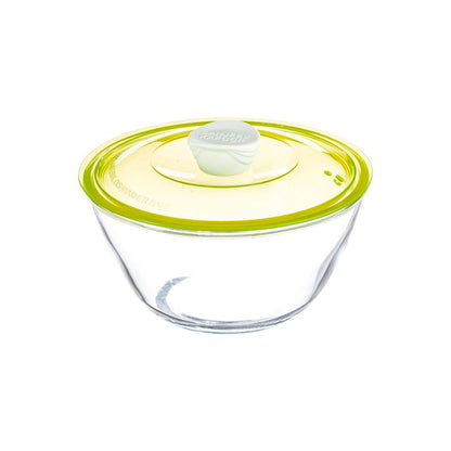 Sanjeev Kapoor Kingston High Borosilicate Mixing Bowl Set of 3 PC 500 ML + 1000 ML + 1500 ML - Green Lid- with Gift Box