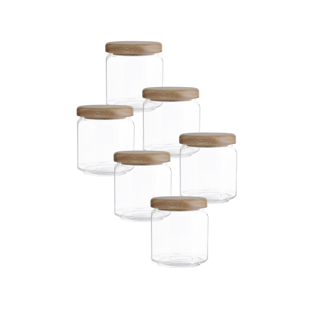 OCEAN 5B03918G0002 TULIP JAR 510 ML WOODEN LID, SET OF 6