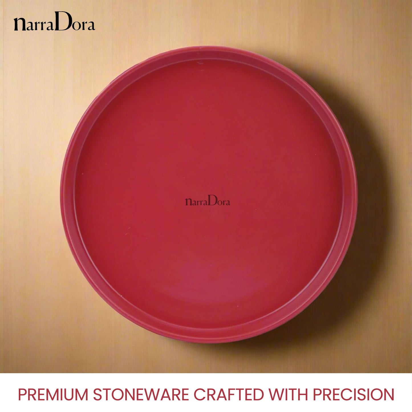 Narradora Zora Coupe Shape Dinner Plate | Premium Crockery Perfect for Gifiting | Lead & Cadmium Free, Mircowave & Dishwasher Safe | Stoneware | Matt Finish | Red