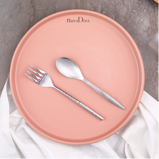 Narradora Zora Coupe Shape Dinner Plate | Premium Crockery Perfect for Gifiting | Lead & Cadmium Free, Mircowave & Dishwasher Safe | Stoneware | Matt Finish | Pink