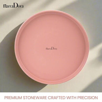 Narradora Zora Coupe Shape Dinner Plate | Premium Crockery Perfect for Gifiting | Lead & Cadmium Free, Mircowave & Dishwasher Safe | Stoneware | Matt Finish | Pink