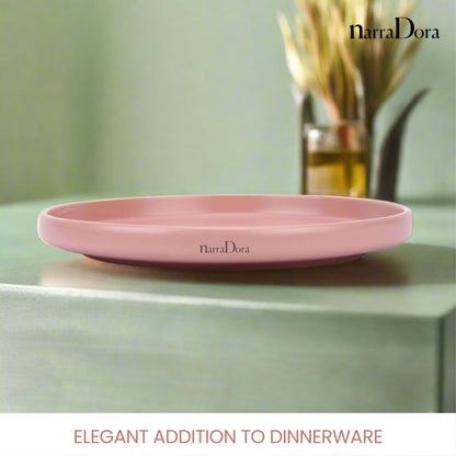 Narradora Zora Coupe Shape Dinner Plate | Premium Crockery Perfect for Gifiting | Lead & Cadmium Free, Mircowave & Dishwasher Safe | Stoneware | Matt Finish | Pink