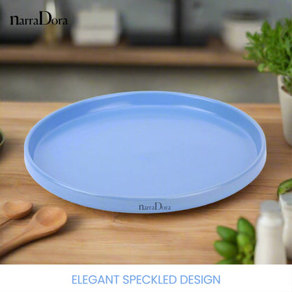 Narradora Zora Coupe Shape Dinner Plate | Premium Crockery Perfect for Gifiting | Lead & Cadmium Free, Mircowave & Dishwasher Safe | Stoneware | Matt Finish | Blue