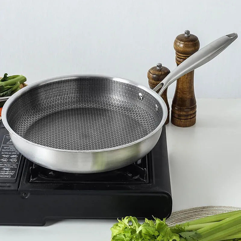 Storehaus Triply Stainless Steel Non Stick Kadai Honeycomb Surface with Lid - 2 Liters