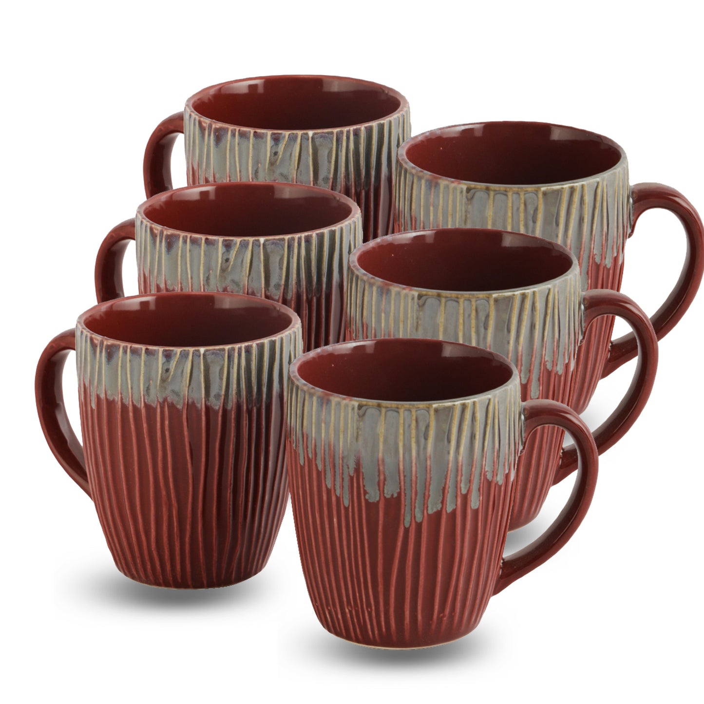 AZURE Bhumija Earth Collection Ceramic Mugs to Gift to Best Friend Tea Coffee Milk Mugs Microwave Safe, Tea Cups, Set of 2, 300 ml Capacity, Red Colour