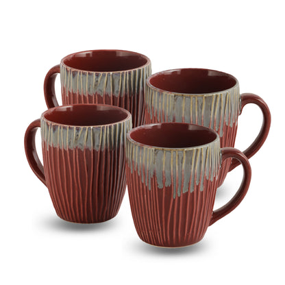 AZURE Bhumija Earth Collection Ceramic Mugs to Gift to Best Friend Tea Coffee Milk Mugs Microwave Safe, Tea Cups, Set of 2, 300 ml Capacity, Red Colour